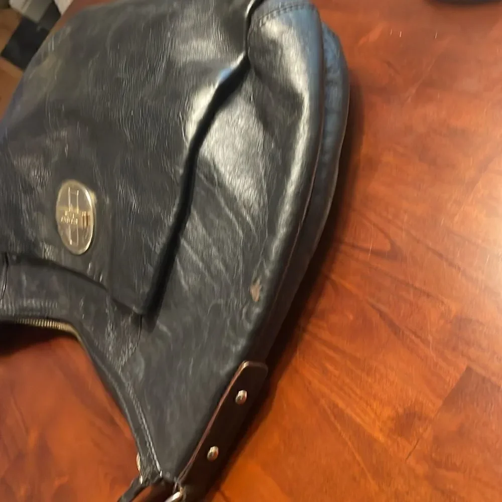 Kate Spade Womens Black Leather Large Classic Handbag Purse Polka dot Lined